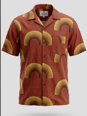 Portuguese Flannel Rainbow Camp Shirt Men's Medium Short Sleeve All Over Graphic